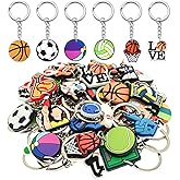 Ibuclein Sports Keychains Bulk Cute Keychain Charms Ball Backpack Keychains Charms for Girls PVC Key Ring Prize for Classroom