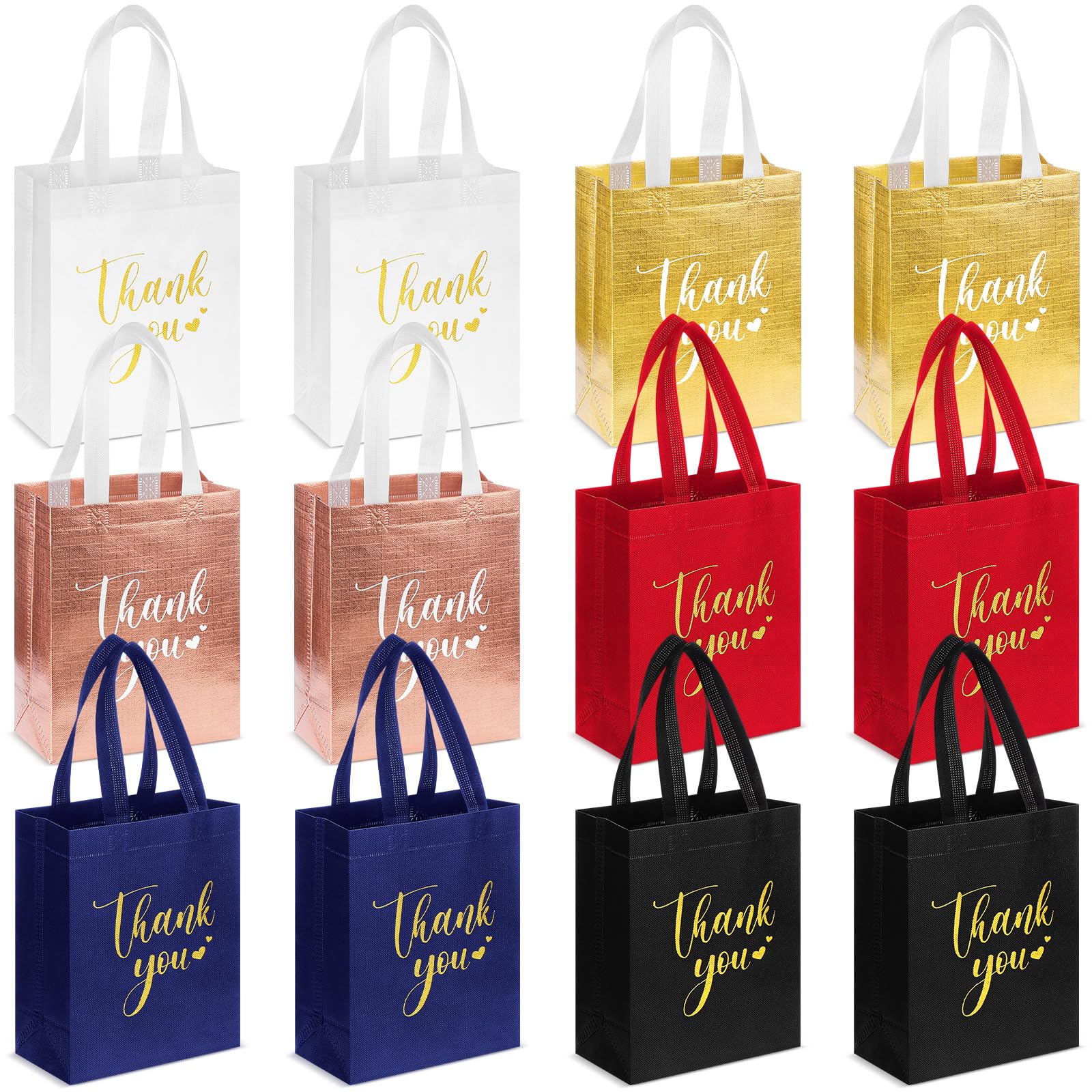 Photo 1 of Sweetude 30 Pcs Thank You Gift Bags with Handles Bulk Reusable Goodie Bag Non Woven Foldable Handbag for Graduation Wedding Bridesmaid Gifts(10 x 8 x 4 Inch,Multicolor)