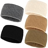 YISSION 5 Pcs Winter Headbands for Women Non Slip Wide Headbands Thick Knit Head bands White Khaki Brown Gray Black Headband Soft Ear Warmer Hairbands Hair Accessories for Women Girls