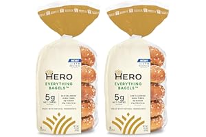 Hero Everything Bagel - 5g Net Carbs, 17g Protein, High Fiber, 140 Calories per serving (2 packs (10 bagels))