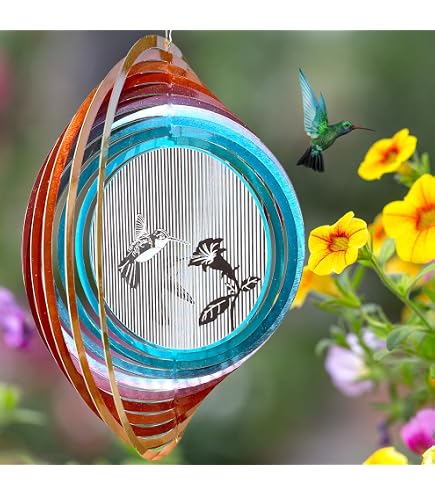 ACCENT COLLECTION Metal Hummingbird Wind Spinner - 11 Inch Kinetic Garden Art Sculpture