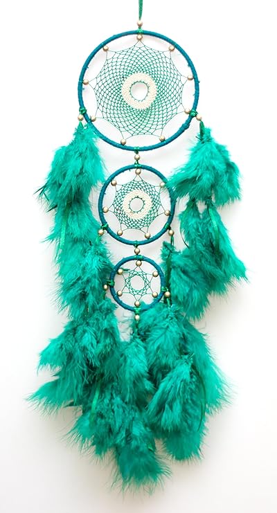 Daedal Dream Catchers - Spider Web Design(Green and Gold) (Dimension 46cm L X 13cm W X 1cm D)