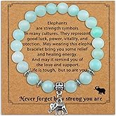 OEHEDOU Elephant Gifts For Women Inspirational Gifts For Female Uplifting Gift Get Well Soon Gift Encouragement Items For Women Natural Stone Bracelet For Mom Daughter Friends Sister Green