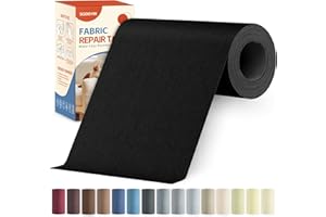 SGOOYIR Linen Fabric Repair Tape Kit, 4" x 80" Self-Adhesive Couch Patch Repair Fabric Patches for Furniture, Clothes, Upholstery, Carpets, Chairs, Sofas, Pillows Black