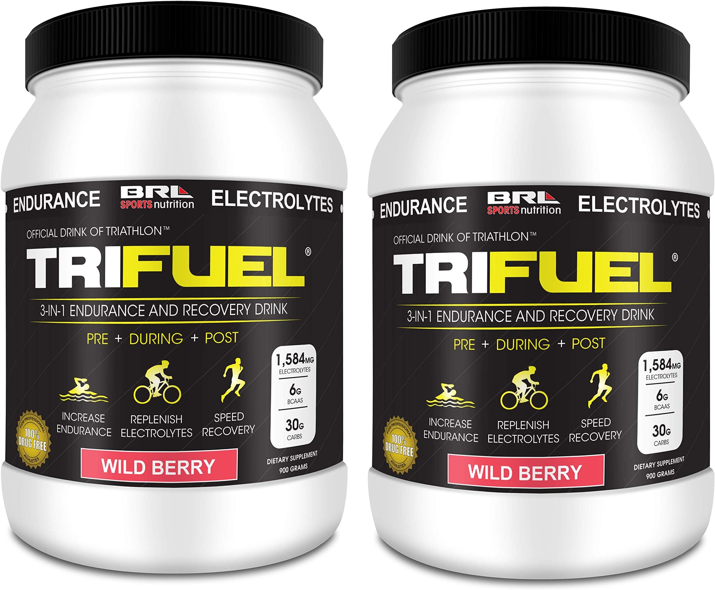 TRIFUEL - 3-in-1 Endurance and Recovery, Hydration, BCAA, Electrolyte Enhanced Drink (2 Pack Wild Berry (Save 15))