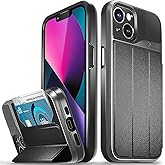 VENA Wallet Case Compatible with Apple iPhone 13 (6.1"-inch), vCommute (Military Grade Drop Protection) Flip Leather Cover Card Slot Holder with Kickstand (Space Gray)
