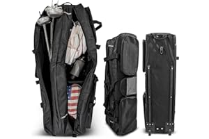 Fencing Club Two Compartment Fencing Bag, Wheeled Sports Bag for Foil Epee & Saber, Competition Roll Bag, Competition Team Bag Adjustable Compartments