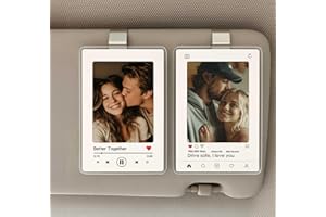 HUBBGDESIGN 2 x Personalized Car Visor Photo Frame with Clip – 2 Acrylic Frames, 5 Interchangeable Mats – No Adhesive Design, Heat-Resistant Keepsake for Car, Valentine’s, Couple Anniversary, Wedding Gift for Him or Her