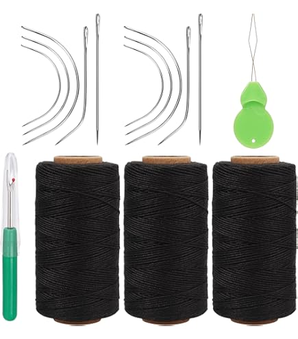 4 Juegos De Agujas De Hilo De Tejer Para Coser El Cabello Para Extensiones De Riel De Cabello Herramientas De De Trama, Beige, Marrón, Gris, Sunnimix Hilo De Coser Para El Cabello