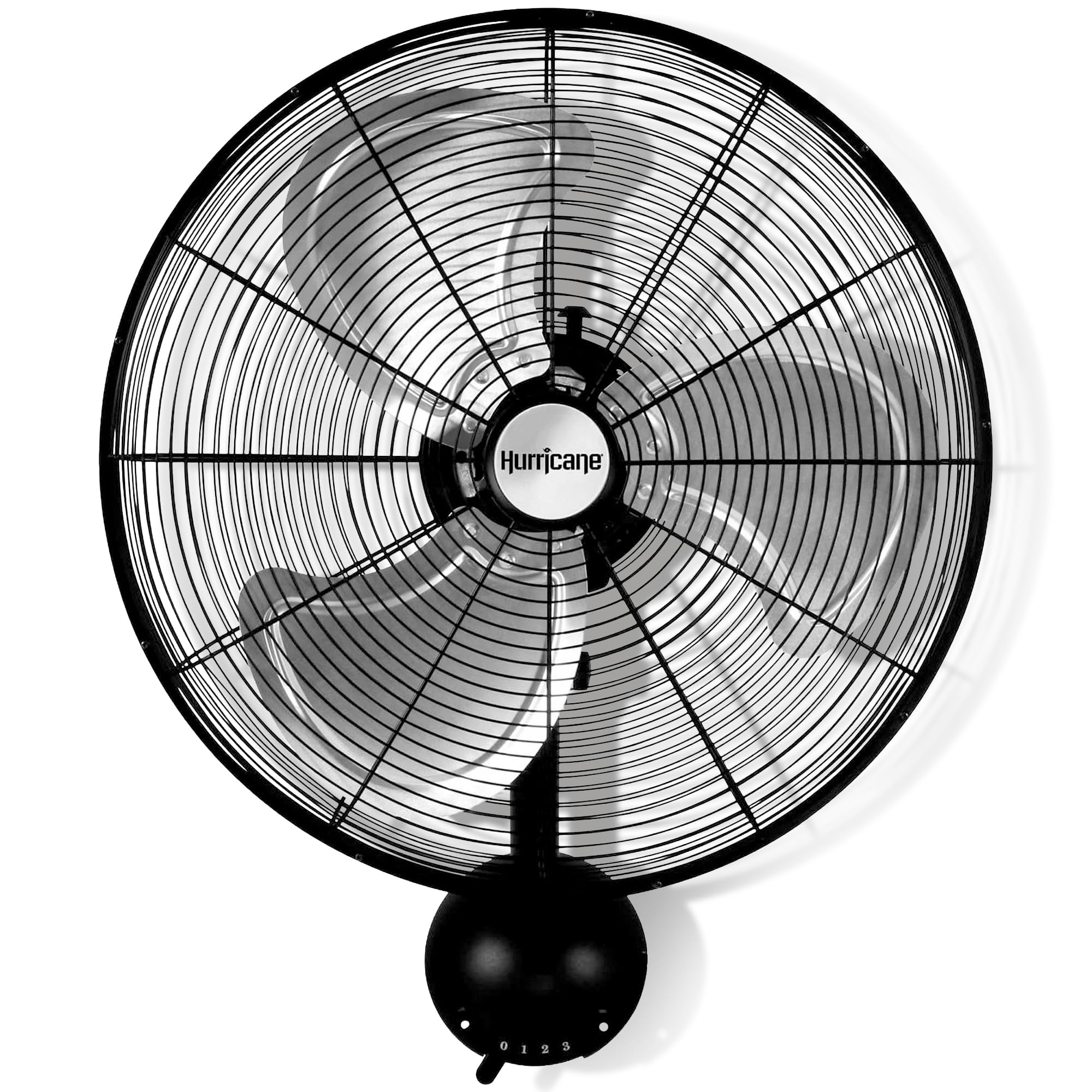 Hurricane Pro High Velocity Oscillating Metal Wall Mount Fan w/ 3 Speeds, Black, 20