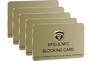 SaiTech IT RFID Cards, 5 Pack One Card Protects Entire Wallet Purse For Men & Women, NFC Contactless Bank Debit Credit Card Protector ID ATM Guard Card – Golden