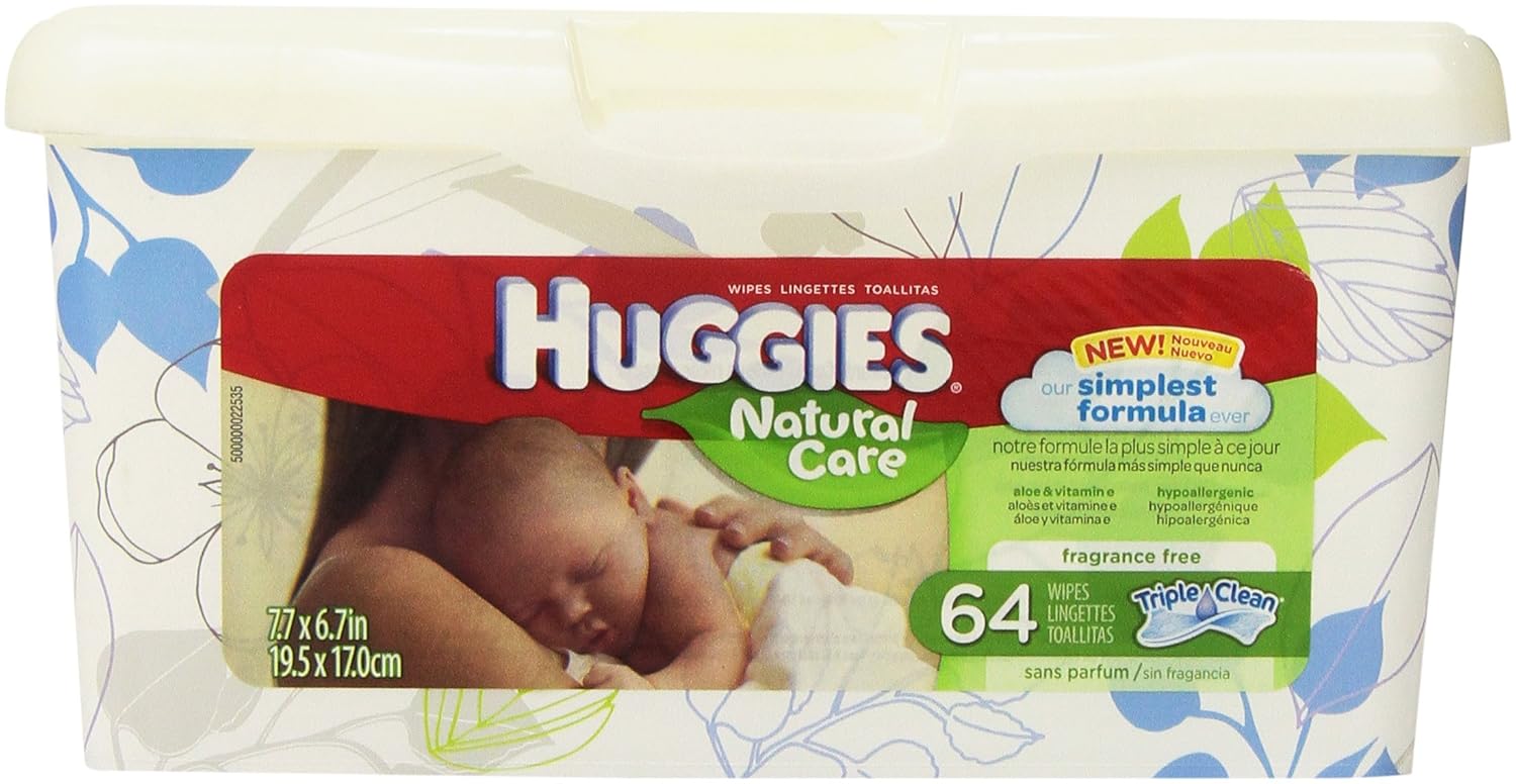 Huggies Natural Care Unscented Baby Wipes Tub 64ct