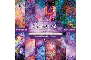 YASMEN Scrapbook Paper Pad, 24 Sheets Space Galaxy Themed Mixture Colored Paper, 6"×6” Single-Side Scrapbooking Paper, 160gsm Cardstock, Junk Journal Craft Paper, Decopodge Card Making Supplies