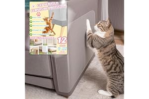 XUSHASHA Anti Cat Scratch Furniture Protector for Leather - 12 Pack, 17x12inch - Specially Designed for Leather Couch Protector from Cat Claws, Strong Sticky, Easy to Remove, No Damage, No Residue, 60 Pins