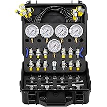 MEASUREMAN Hydraulic Pressure Test Kit, 5 Gauges, 13 Test Couplings, 14 Tee Connectors, 5 Test Hoses, 600bar / 10000psi / 60Mpa, For Excavator And Construction Machinery - View #5