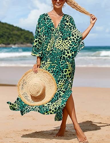 Bsubseach Kaftan Dresses for Women V Neck Plus Size Caftans