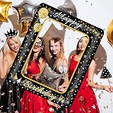 YAAVAAW Happy Birthday Inflatable Selfie Frame Giant Photo Booth Black Gold view 4