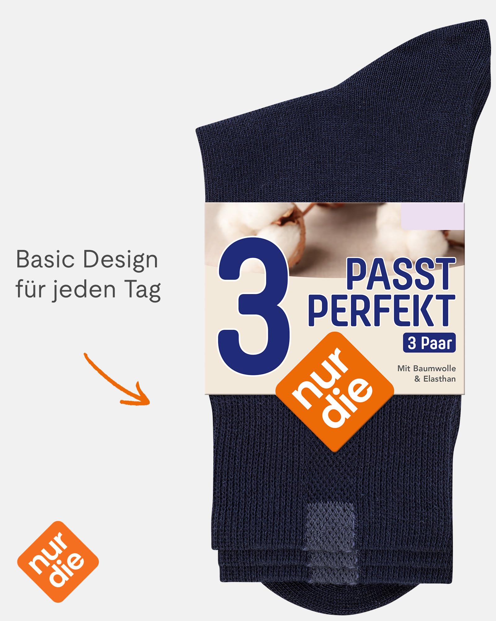 Nur Die 9er Pack Passt Perfekt Socken atmungsaktive Baumwolle einfarbig Komfortbund ohne drückende Naht Damen 2
