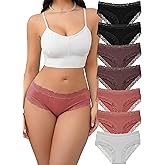 Cinvik Bikini Underwear For Women Cute Undies Sexy Cotton Panties Cotton Cheekster Lacey Lace Trim Underwear For Women Pack