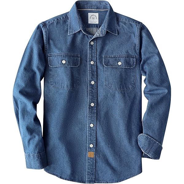 Amazon.com: HISEA Men's Denim Shirt Long Sleeve Heavyweight Jean