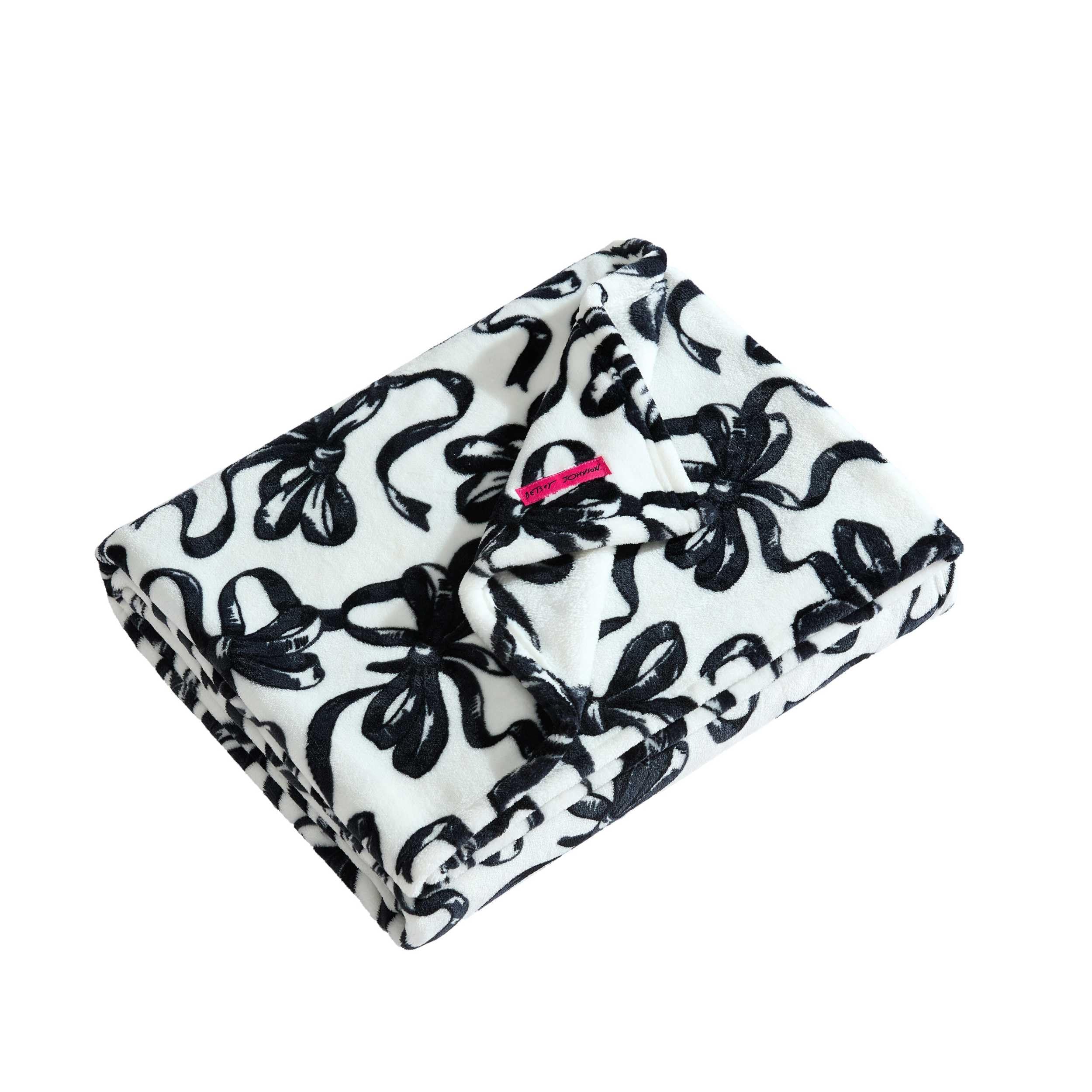 Betsey Johnson - Plush Throw Blanket for Couch or Bed, Soft Reversible Western Fleece Throw, Cozy Printed Soft Blanket, Ballet Bows Grey, 50" x 70" Image