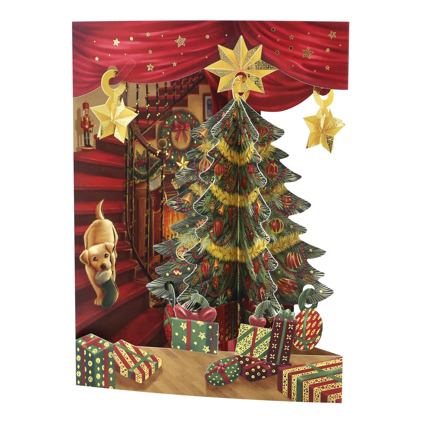 SANTORO Swing Card, Christmas 3D Pop Up Greeting Card - Christmas Tree - For Kids, Family, Festive