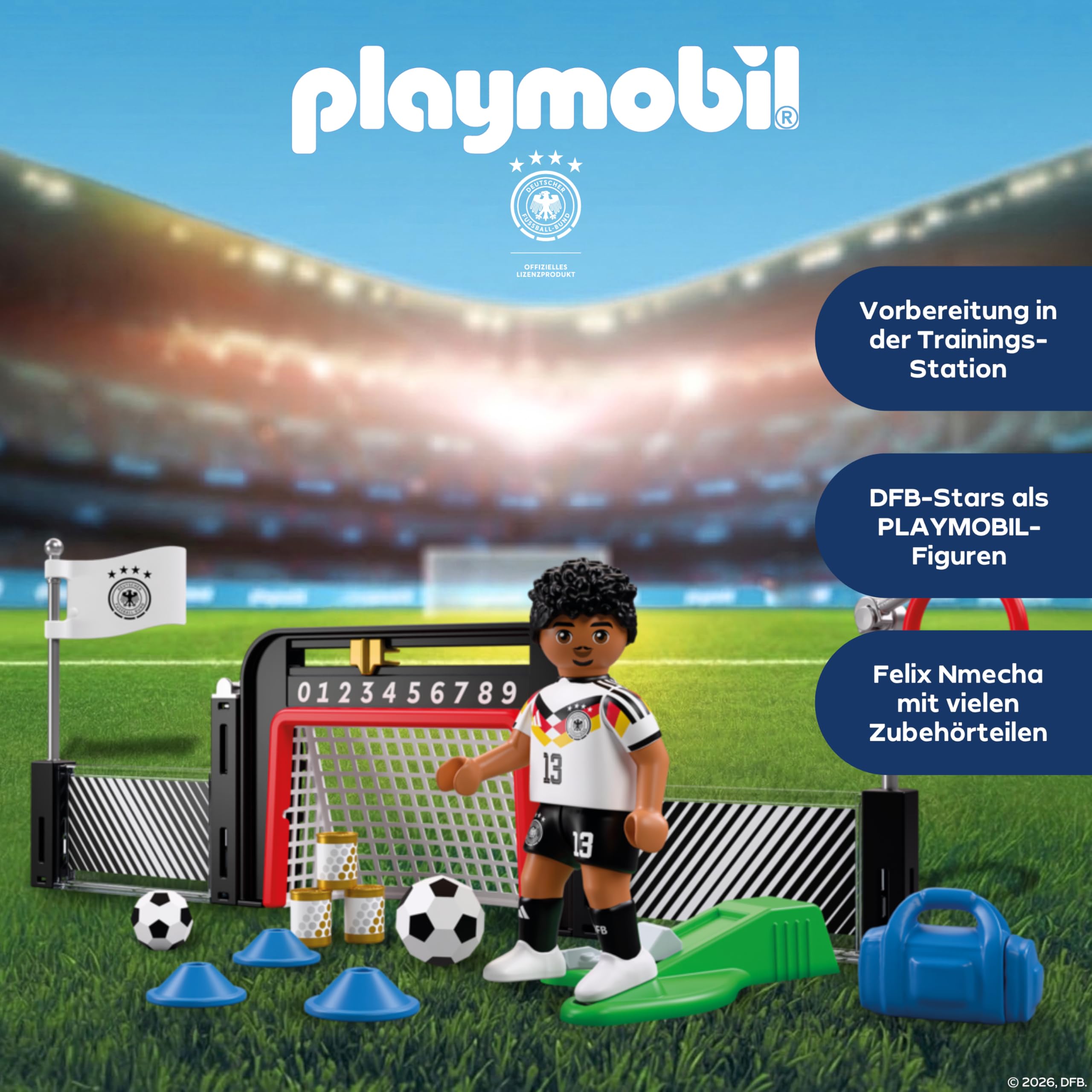 PLAYMOBIL | DFB | Trainings-Station Felix Nmecha | Fußball WM Spielfigur mit Schussfunktion | 72255 3