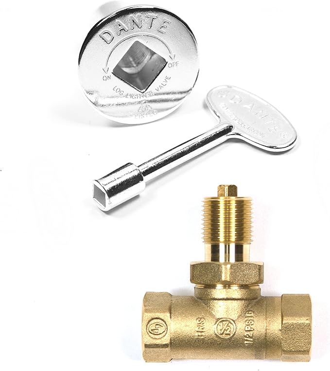 STRAIGHT Chrome Key Valve or Log Lighter Valve with Key
