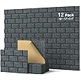 Soundproofing Panels,Soundsbay 12 Pack Sound Proof Panels for Walls Self-Adhesive, 16"×12"×0.4" Soundproof Wall Panels, Brick Acoustic Wall Panels for Walls, Office,Reccording Studio, Ceiling