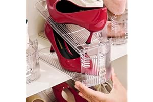 TOOKNIN Adjustable Shoe Slots Organizer,12PACK Transparent Shoe Stackers Shoe Rack Holder Shoe Space Savers Double Layer Stack Shoe Racks for Closet Organization(Transparent)