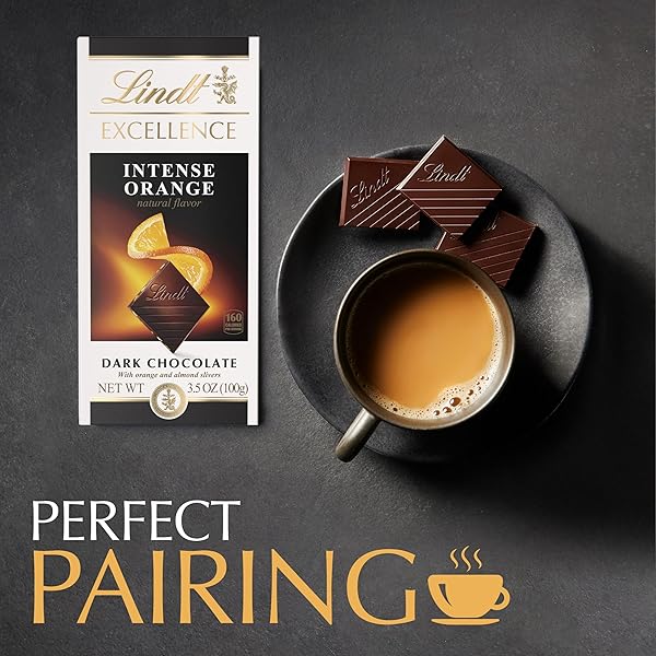 LINDT EXCELLENCE INTENSE ORANGE DARK CHOCOLATE BAR, DARK CHOCOLATE CANDY WITH ORANGE AND ALMOND SLIVERS, 3.5 OZ. (12 PACK)