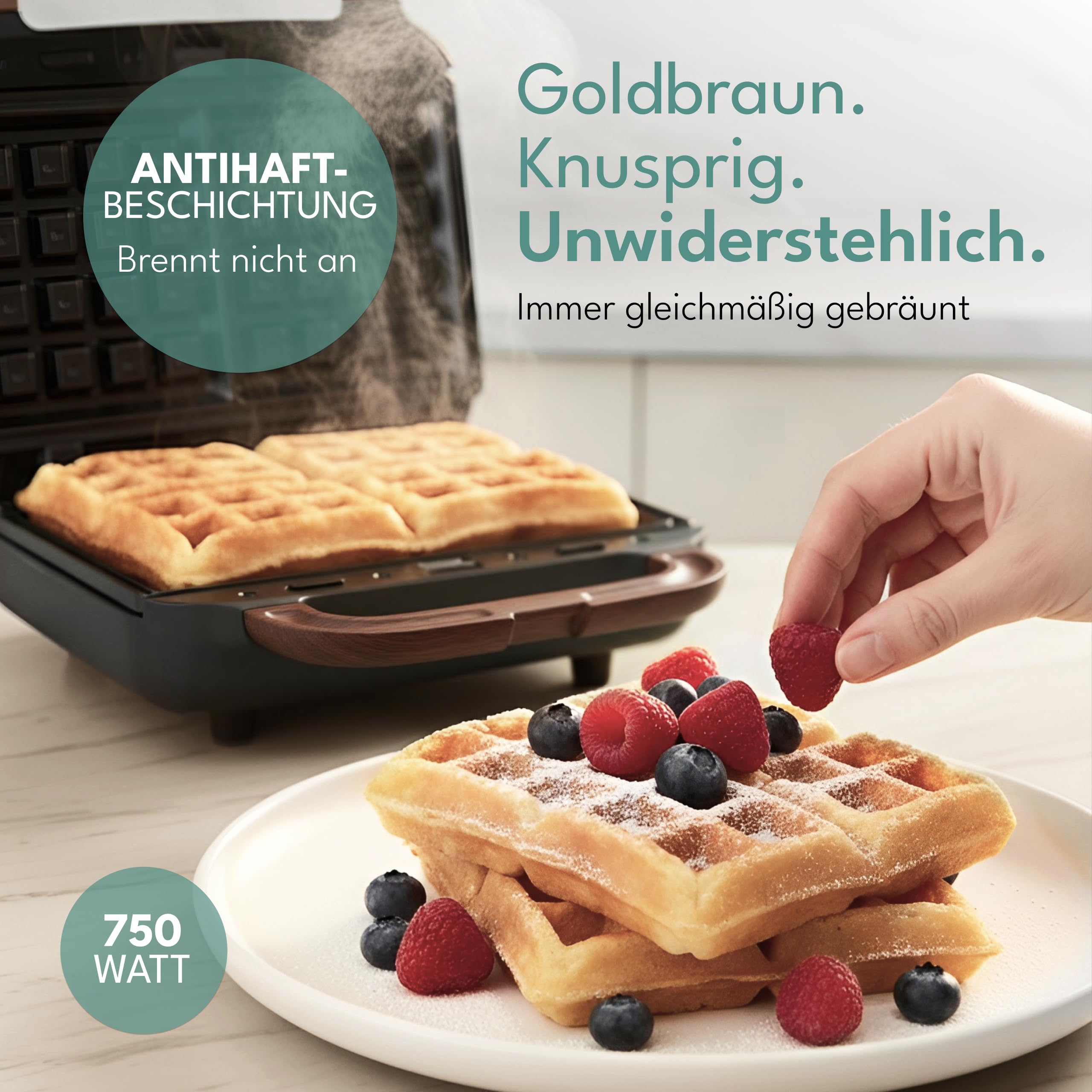 LEBENLANG Sandwichmaker 3 in 1-850W Inkl. 3 Einsätze für Grill, Sandwich & Waffeln I Waffel Sandwich Maker 3in1 Waffeleisen mit wechselplatten Sandwichmaker Waffeleisen Toaster Waffeln Kombigerät 3