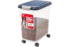 IRIS POWER TOOL CASE パワー ツール ケース IRIS USA 30 Lbs / 33 Qt WeatherPro Airtight Pet Food Storage Container with Attachable Casters, For Dog Cat Bird and Other Pet Food Storage Bin, Keep Fresh, Translucent Body, Easy Mobility, Navy