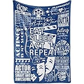 Huglanket Actor & Actress Gifts, Theatre Gifts, Gifts for Musical Actor & Actress, Broadway Theatre Musical Gifts for Musical Performer，Soft Flannel Blanket, 65 x 50 inches - Actor Blue