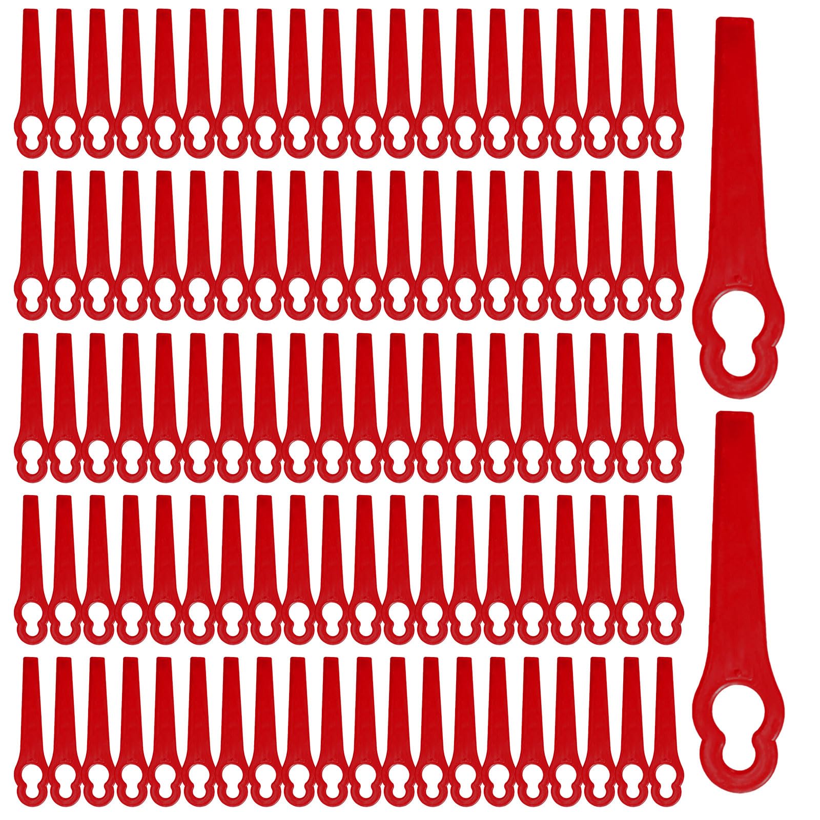 FUIPVGI 100 Pcs Replacement Plastic Blades, Red Plastic Grass Trimmer Blades, 83 mm Lawn Mower Cutting Blades, Replacement Cordless Strimmer Blades, Garden Mower Replacement Blades (100 Pcs)