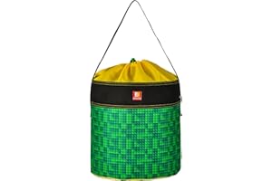Remobia Hicol Toy Storage Organizer Basket Bag with Drawstring for Buliding Bricks, Blockets,Puzzles,Playroom Cinch Bucket Carrying Bag with Handle (Green)