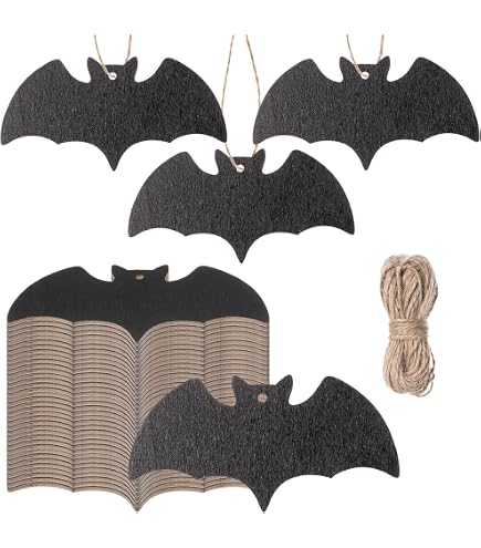 Unfinished Flying Bats Wood Cutouts – 20Pcs DIY Wooden Shapes With Twine For Halloween, Christmas, Party Decor - View #6