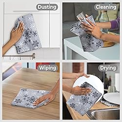 Urban Villa Christmas Kitchen Towels Grey Snowflake