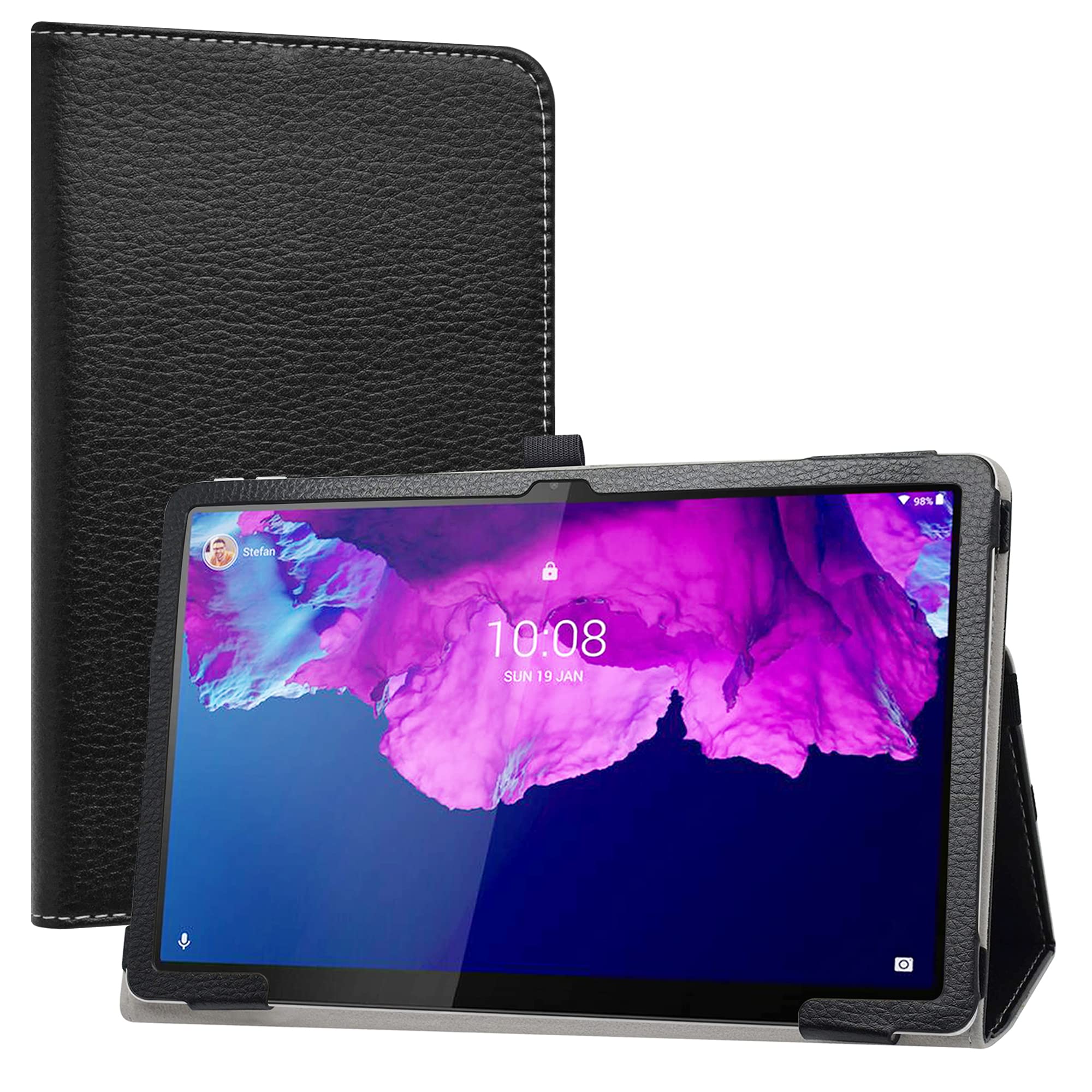 LiuShan Compatible with Lenovo Tab P11 Case,PU Leather Slim Folding Stand Cover for 11" Lenovo Tab P11 (TB-J606F /TB-J606X) Tablet (Not Fit Lenovo Tab P10 / Lenovo Tab P11 Pro),Black