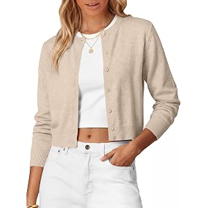 ANRABAESS Cardigan Sweaters for Women 2026 Fall Outfits | Button Up Sweater，Mid-Lightweight Soft Knit，Long Sleeve Crew Neck，D