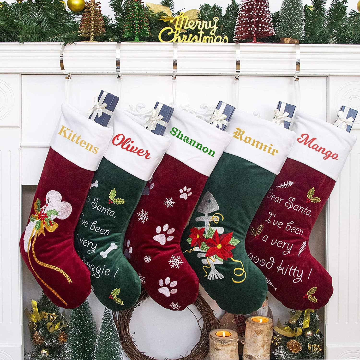 Stockings & Holders - GEX Personalized Pet Christmas Stockings Custom Name for Cat Dog 22