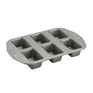 Circulon Nonstick Bakeware 6-Cup Mini Loaf Pan, Gray