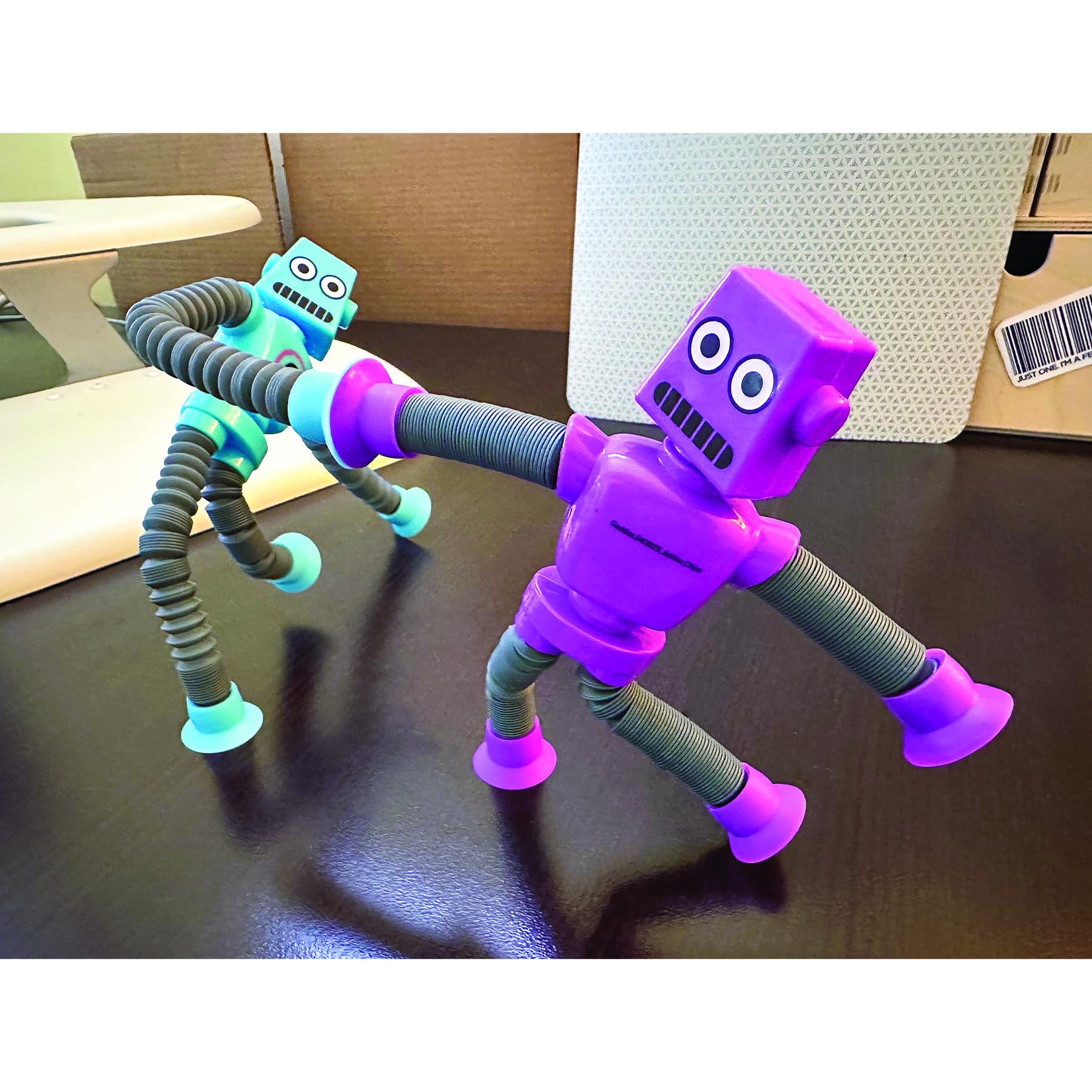 Raymond Geddes B-Bot Break-A-Zoid Robot Toys for Kids (12 Pack) – Bendable, Stretchable, Suction Cup Robots in 4 Colors – Sensory Fidget Fun