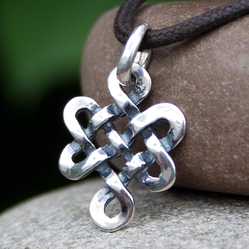 Tibetan Endless Knot Necklace Sterling Silver Infinite Celtic Irish