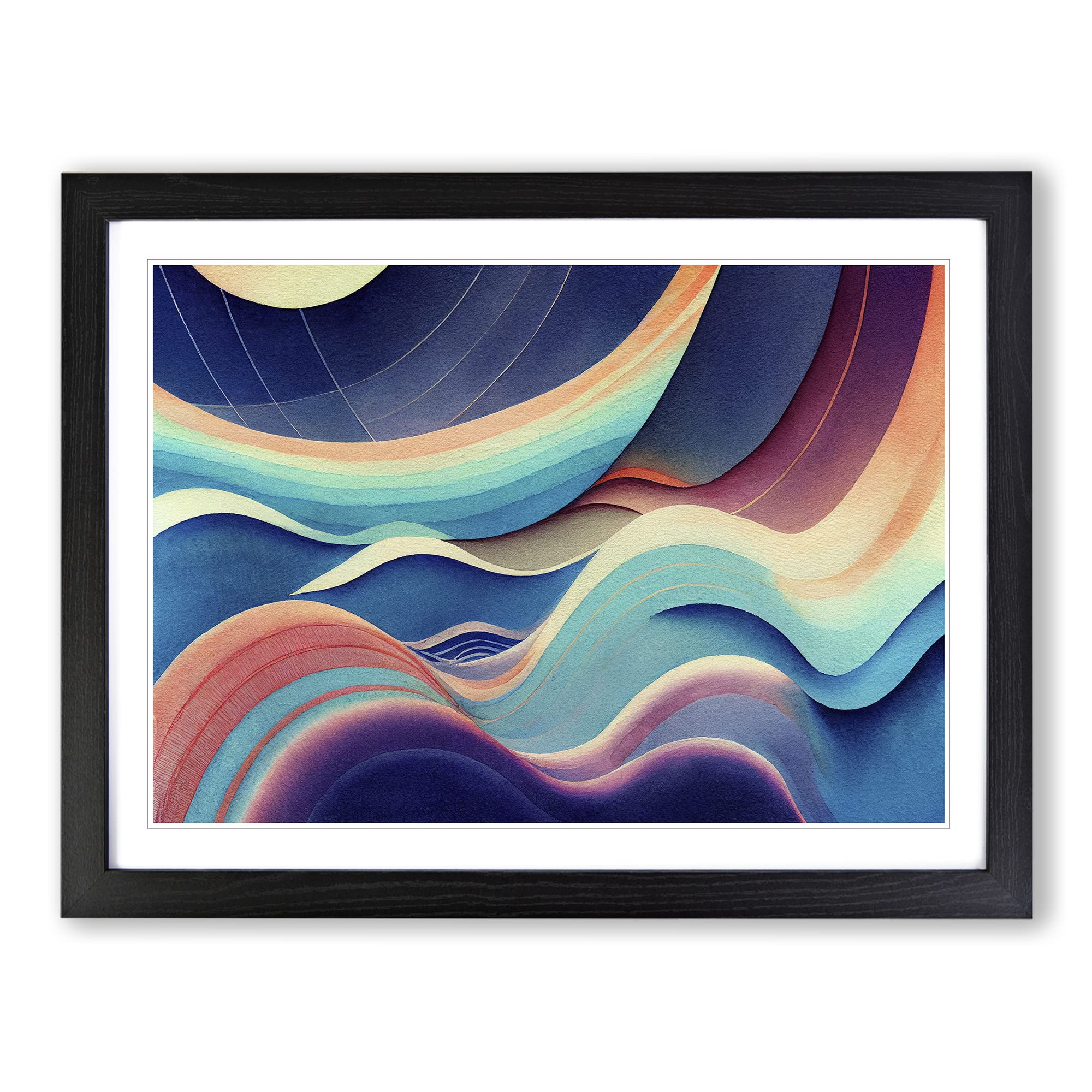 Watercolour Soundwave Art Vol.3 Abstract Framed Print | A4 Black Framed Wall Art | Ready to Hang | Abstract Historical Picture | Living Room Bedroom Lounge Office