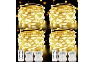 ALBELT 4 Pack 100 LED Fairy Lights Battery Operated with Remote, 33FT Waterproof Twinkle Lights with Timer & 8 Modes, Fairy String Light Outdoor Indoor for Bedroom Classroom DIY Christmas Decor (Warm White)