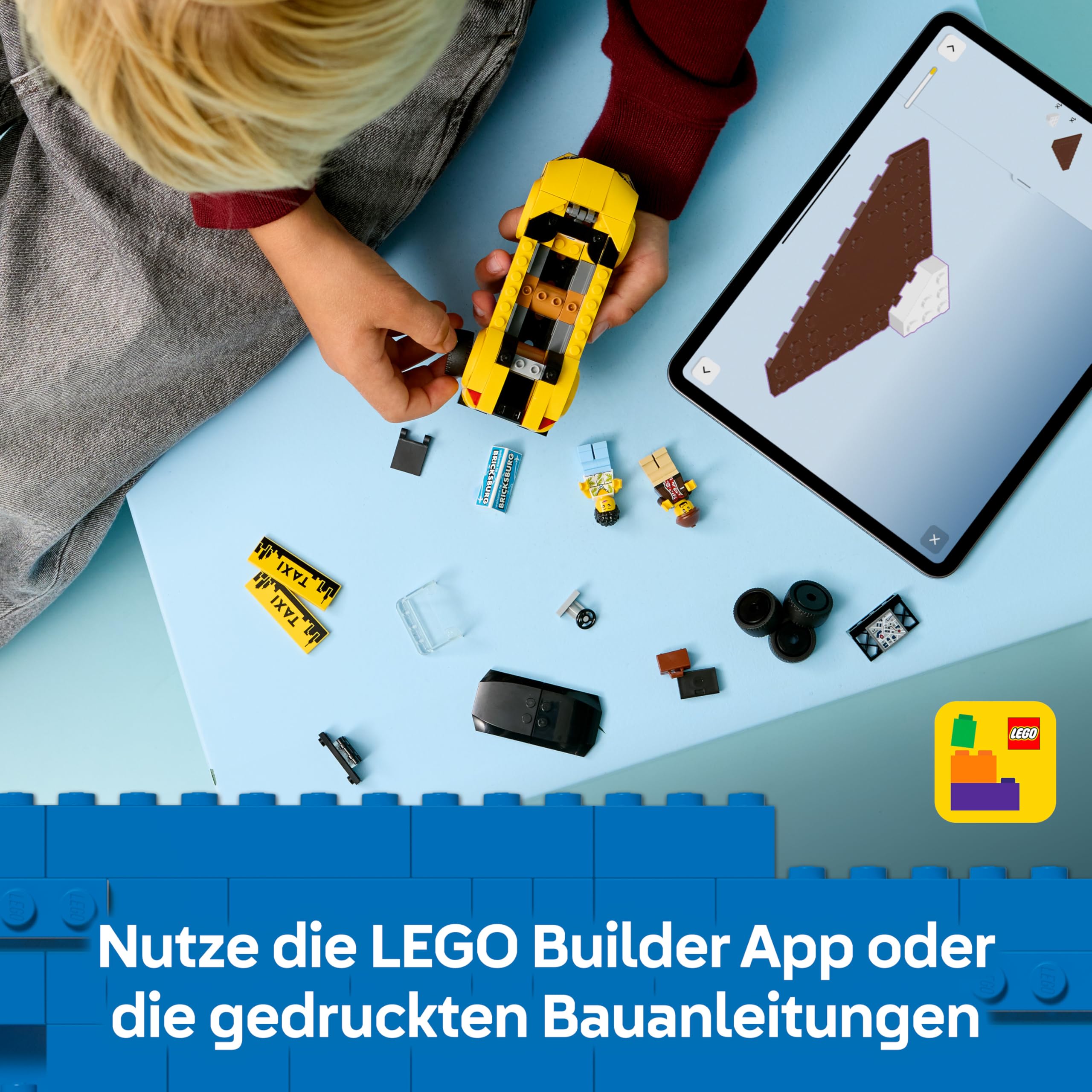 LEGO City Gelbes Taxi - Spielzeug Auto - Modellbau mit 2 Minifiguren, abnehmbares Dach - Spielset zur Förderung der Feinmotorik - Geburtstagsgeschenk für Jungen ab 5 Jahren - 60487 6