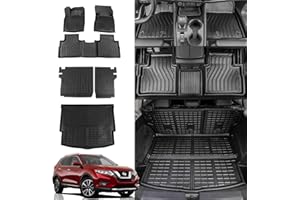 Rongtaod Floor Mats Compatible with 2021-2025 Nissan Rogue Trunk Mat Cargo Mat Cargo Liner Back Seat Cover Protector 2024 Nissan Rogue Accessories (Backrest Mats+Trunk Mat+Floor Mats)