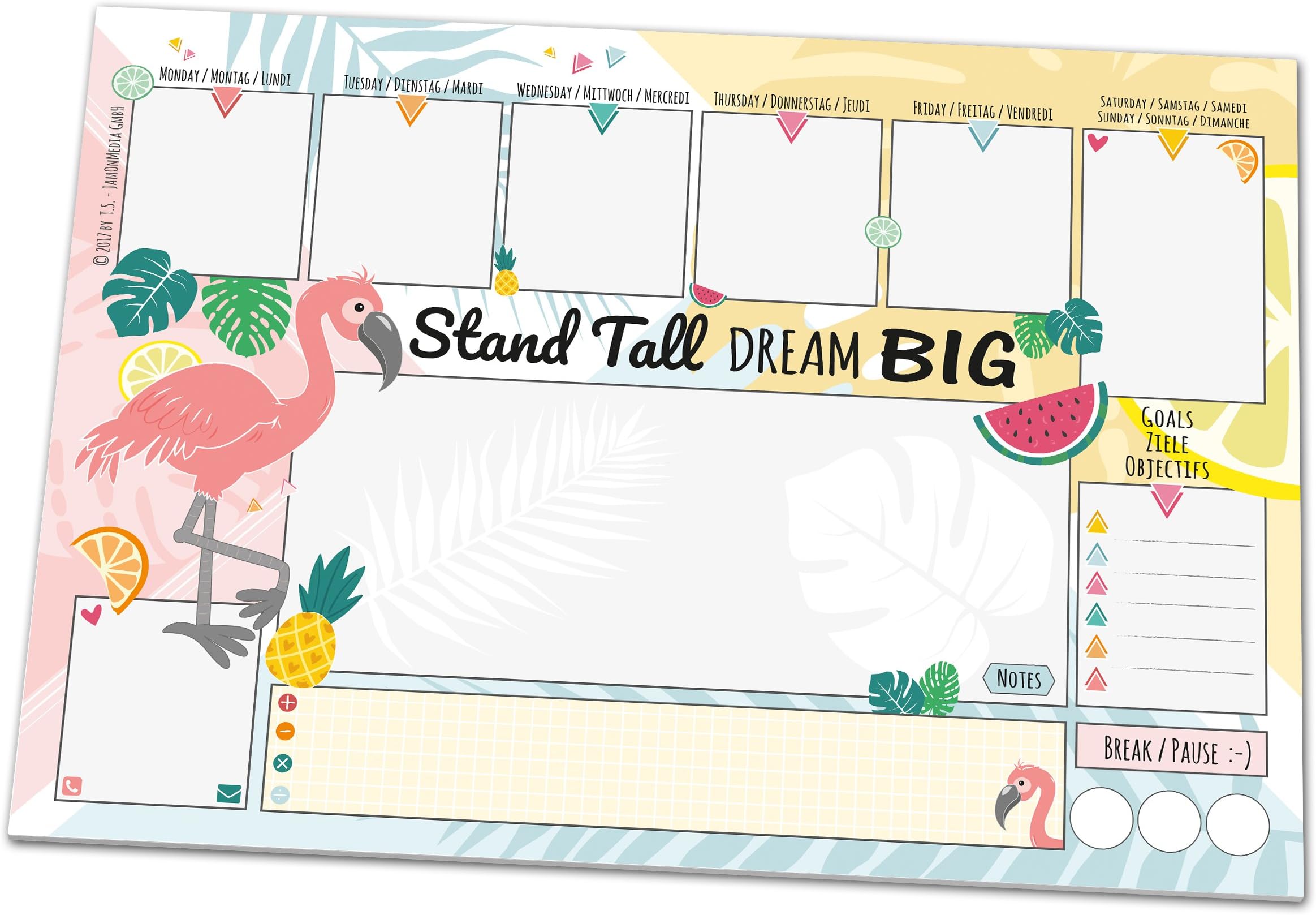 A3 paper desk mat with cute FLAMINGO motif, 25 sheets writing pad for tearing down (11.8 x 16.5 inches) for children and…