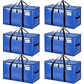 BAGAIL Heavy Duty Moving Bags with Strong Handle, Extra Large Moving Boxes, Storage Tote for Clothes, College Moving Supplies(Blue, 6 Pack)